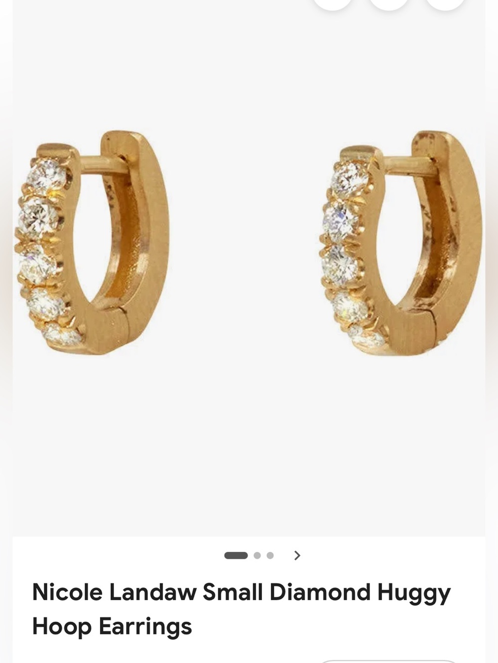 Pair of Nicole Landaw Small Diamond Huggie Hoops, 14k gold, 0.20 TCW, Like New!